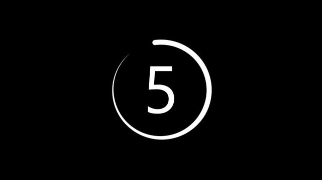 Minimalist countdown timer with circular progress bar, white numbers on black background, clock circle