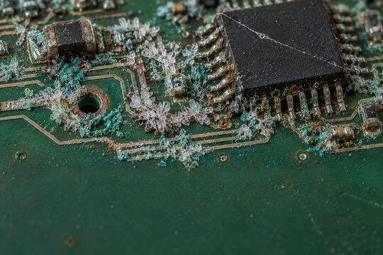 Corrosion Crystals and Cobweb Overtake Circuit Board