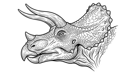 Line Art Triceratops Head Isolated Transparent Background © ardian