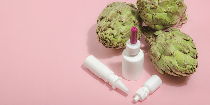Dietary supplements Artichoke leaf extract capsules. Alternative medicine, herbal lifestyle