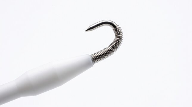 Distal J-tip coronary guidewire with PTFE polymer cone and platinum core spring coil. Precision micro-molded cardiology hardware for surgical interventions.