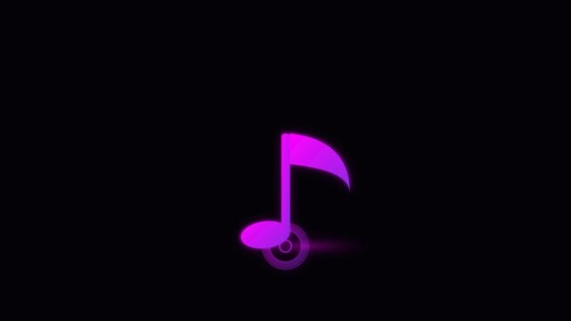 Vibrant Purple and Pink Eighth Music Note Bouncing with Pulsating Sound Waves on Dark Background
