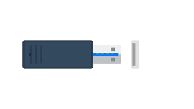 Detailed USB Flash Drive Connector Plugging Animation with Seamless Motion Loop