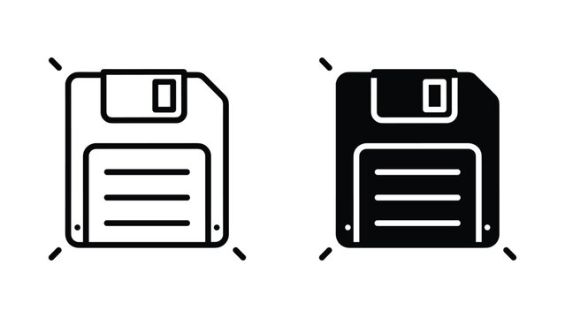 Vintage floppy disk data storage icon set