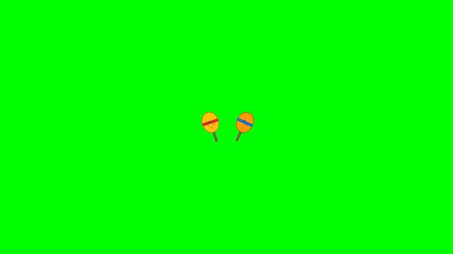 Rhythmic Maracas Shaking with Moving Internal Beads on Chroma Key Green Background