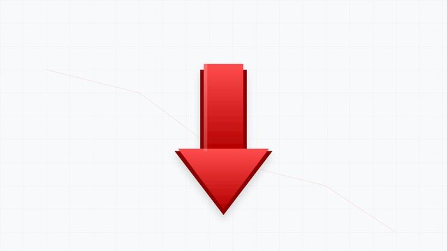 Financial Decline Graphic Red Downward Arrow and Crashing Market Chart Line