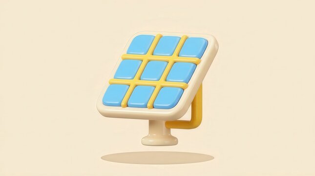 Clean Power Floating Photovoltaic Panel in Minimal 3D Render