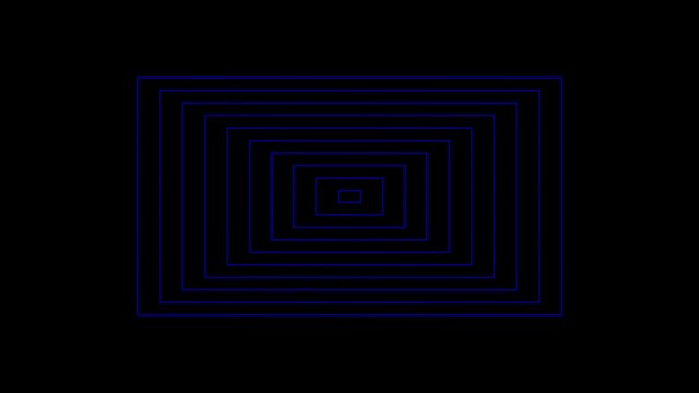 Abstract blue radio wave signal visualization with concentric rectangular pulses creating a futuristic digital transmission pattern on a black background.