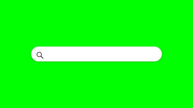 2D Flat Search Bar Interface with Blinking Cursor and Animated Input Field on Chroma Key Green Screen