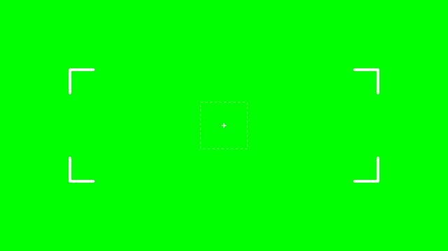 Minimalist Digital Camera Viewfinder Brackets Focusing Animation on Chroma Key Green