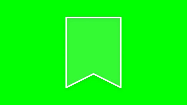 Vibrant Orange Bookmark Icon Smoothly Filling with Color on Chroma Key Green Background