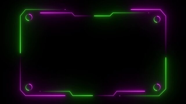Cyber style hud frame animation built for futuristic data screens. Tech inspired digital border creating a structured display layout. Sci fi frame overlay suitable for simulations analytics.4k video