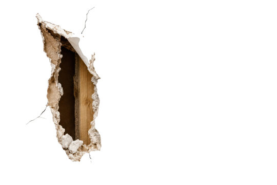 Cracked wall opening with wooden stud cutout