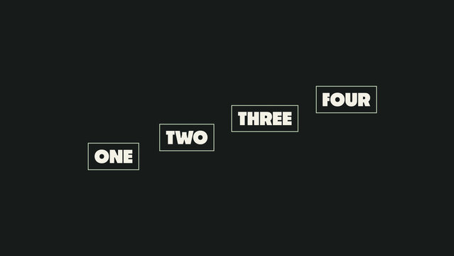 Ascending Staircase Labels Animated Text Titles with Four Editable Outline Boxes and Smooth Motion