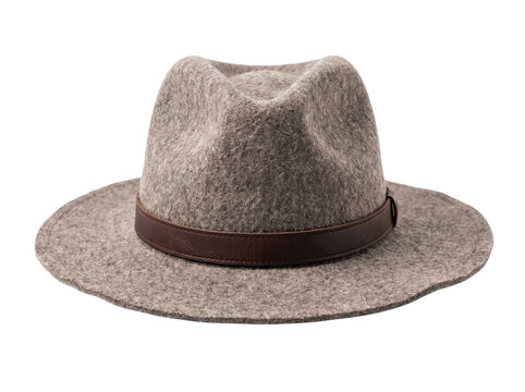Classic Grey Felt Fedora With Leather