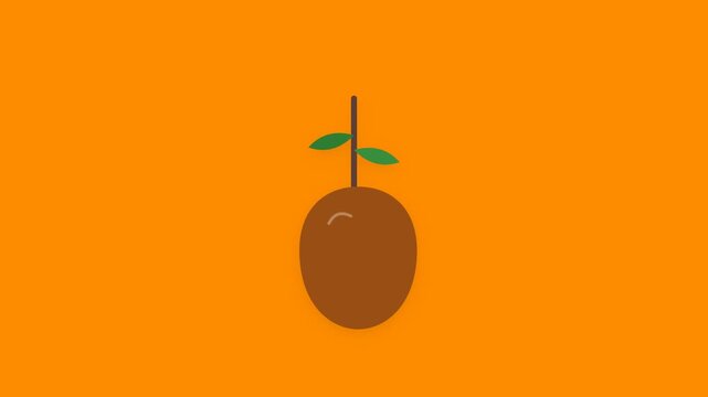 Stylized fruit ripening animation with smooth color transition from green to red on orange background