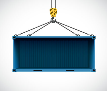 Open cargo container for shipping. Mockup isolated on a white background. Vector template.