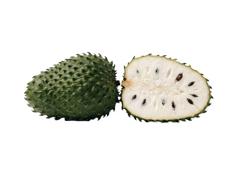 Whole and Halved Soursop Fruit