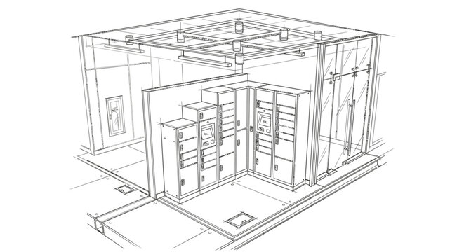 Illustration of a contemporary locker room design featuring individual storage units, seating areas, and changing spaces to enhance user convenience and functionality.
