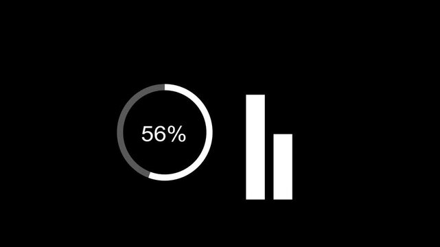 Digital Circular progress percentage loading bar animation perspective camera pan