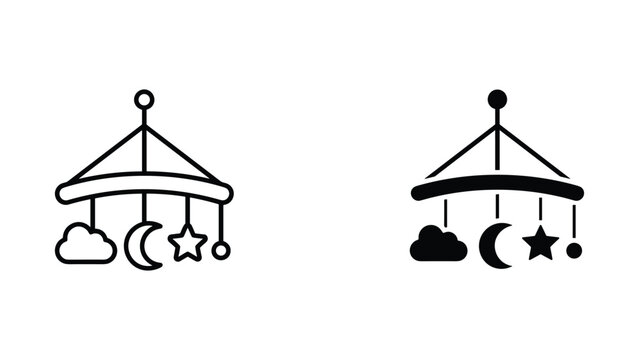 Baby crib mobile nursery hanging toy icon set for infant sleep