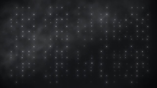 Glowing White Points Shimmer Through Slowly Drifting Gray Haze on a Dark Background