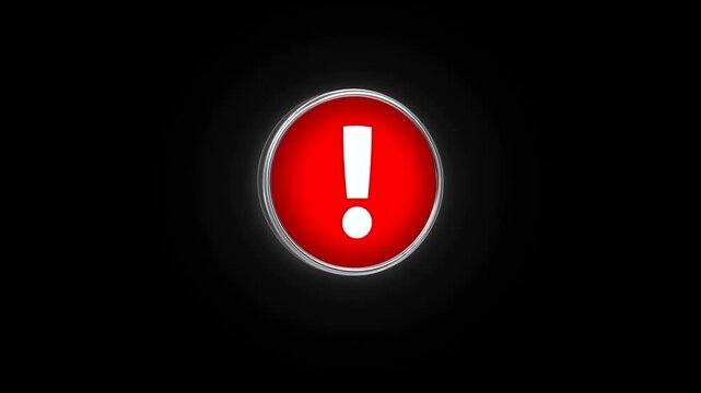 Red exclamation symbol glowing against a dark background with subtle perspective movement