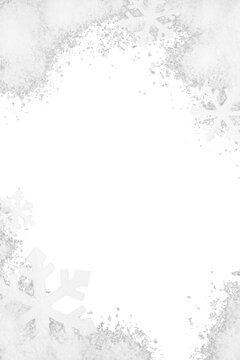 white winter frozen frost snow and snowflakes frame border for christmas card decoration isolated on white or transparent png