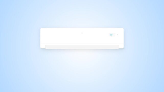 Modern Wall-Mounted Air Conditioner Unit with Animated Louvers and Cold Air Flow