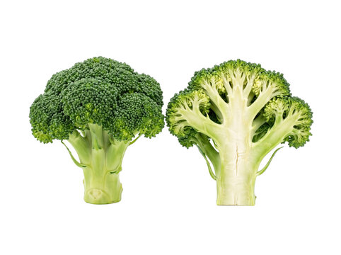 Fresh Whole and Halved Broccoli Heads