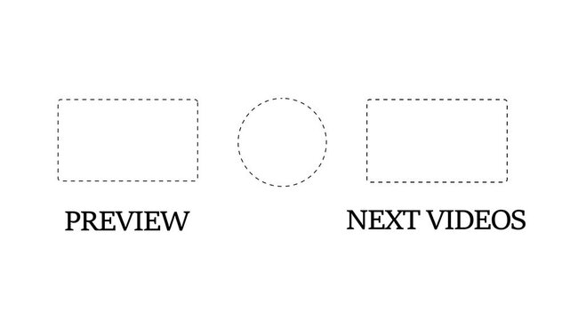 Minimalist ui interface navigation with preview and next text labels on white background, web digital