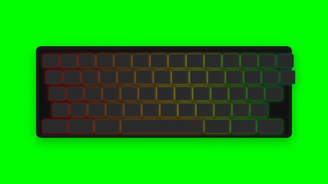 Mechanical Keyboard RGB Backlight Ripple and Key Press Animation on Green Screen
