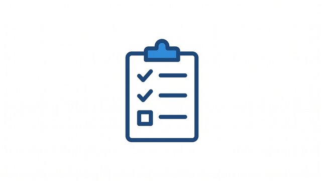 Minimalist checklist icon with checked boxes and copy space for business documents