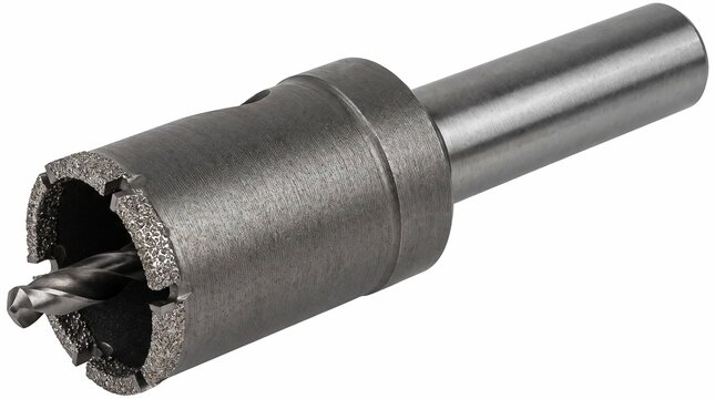 Diamond core drill bit for hard building materials and stone cutting studio shot on white background