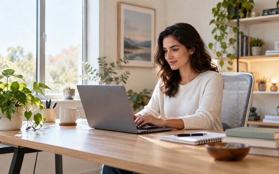 Remote professional working in a bright home office
