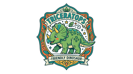 Cute Triceratops Dinosaur Emblem Isolated © jaus