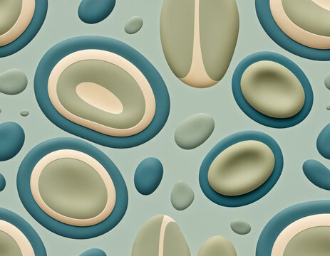 Seamless organic blob pattern in sage dusty blue and cream