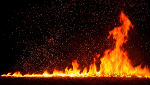A vivid display of fire and sparks against a dark background.