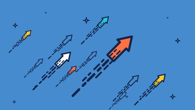 Conceptual vector illustration of upward moving arrows representing growth, health monitoring progress, and achievement of goals