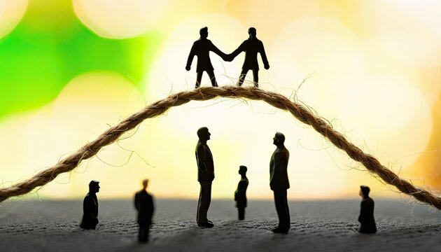 Miniature figures symbolize teamwork and partnership.