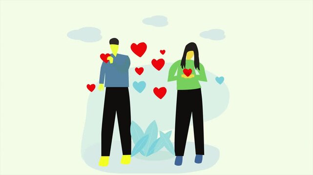 Share love react with other concept, happy moment celebration, animation concept