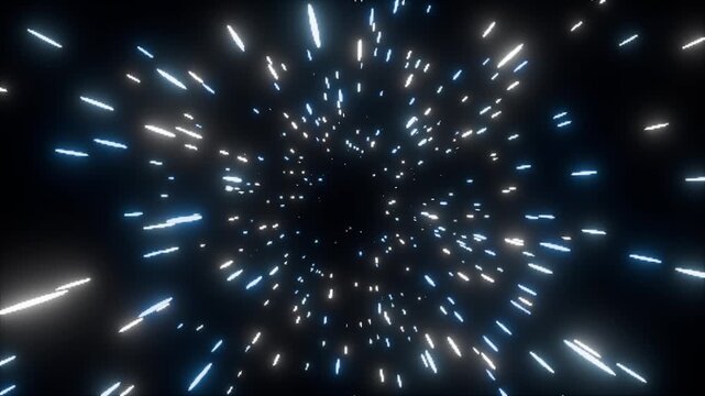 Warp speed light streaks flying toward camera, hyperspace tunnel, seamless loop 4K