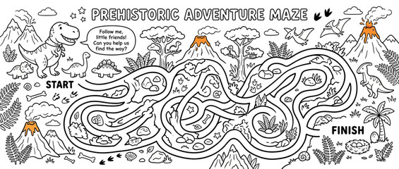 Dinosaur Maze Game for Kids on Transparent Background © zea