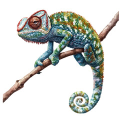 Chameleon, artistic watercolor illustration vector, isolated on a white background. © deltrion