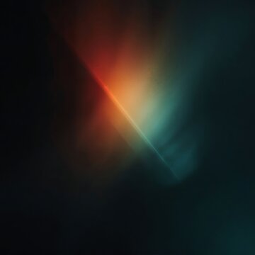 Abstract background with a diagonal beam of light blending vibrant orange and deep teal colors in dark space