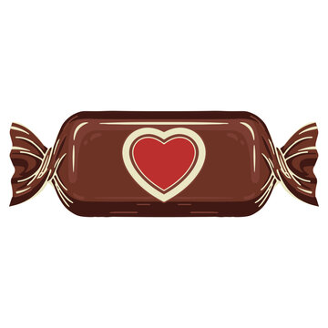 Wrapped heart candy illustration for valentine day sweet gift vector icon.