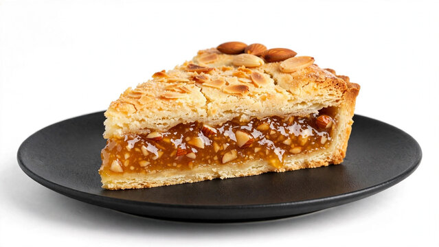 Engadiner Nusstorte Swiss Caramelized Nut Tart Slice Almond on Plate