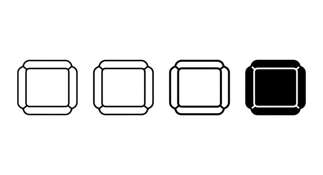 Four Square Buttons, One Black, Three White, Simple UI Elements, Vector Icons