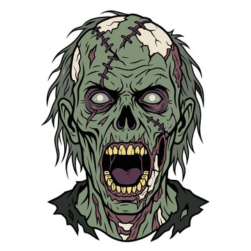 Rotting Zombie Ghoul Screaming Flat Vector Icon