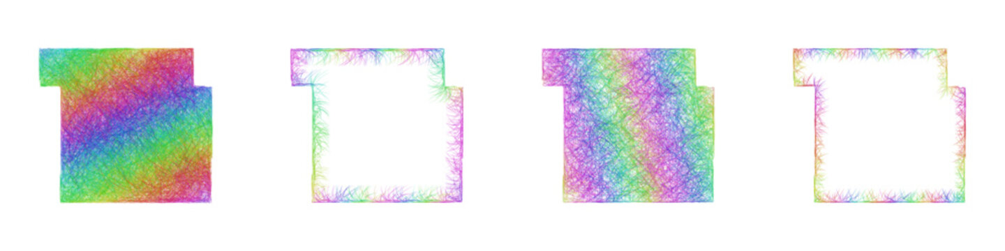 Multicolor sketch Sac, Iowa outline map design set